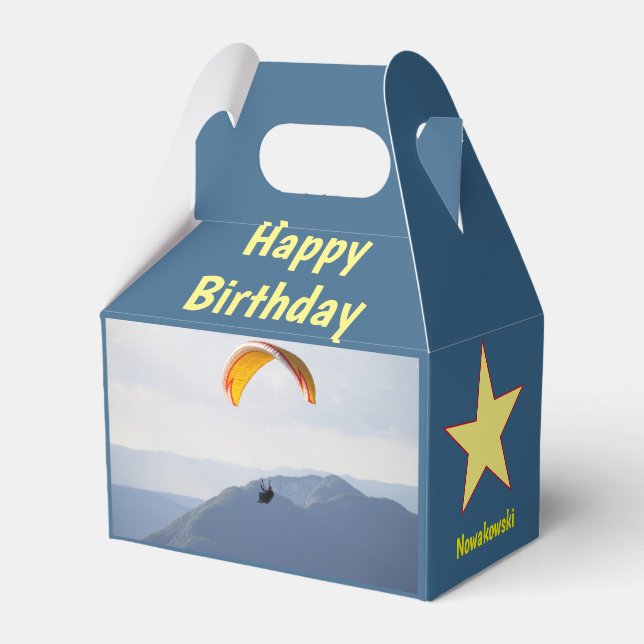 Schweiz Paraglider Flödande Orange Birthday Roligt Presentaskar (Baksidan Sidan)