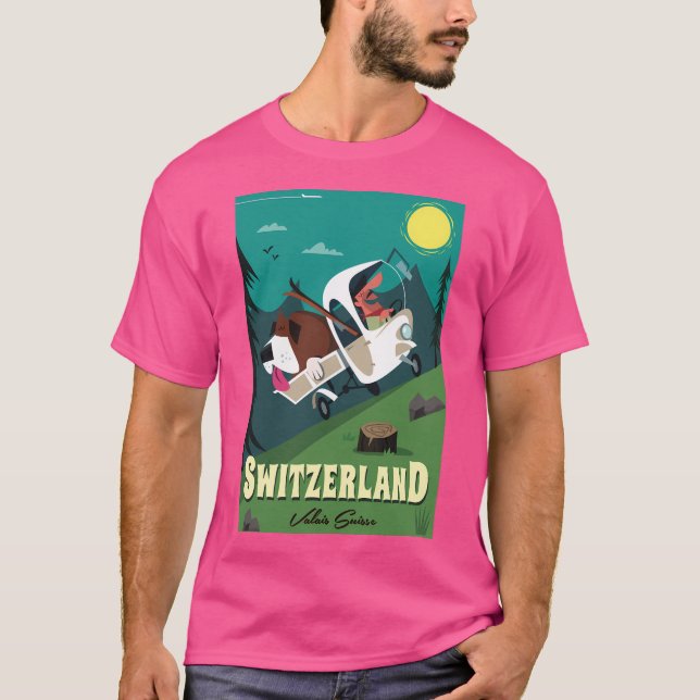 Schweiz Poster Baseball Sleeve T Shirt (Framsida)