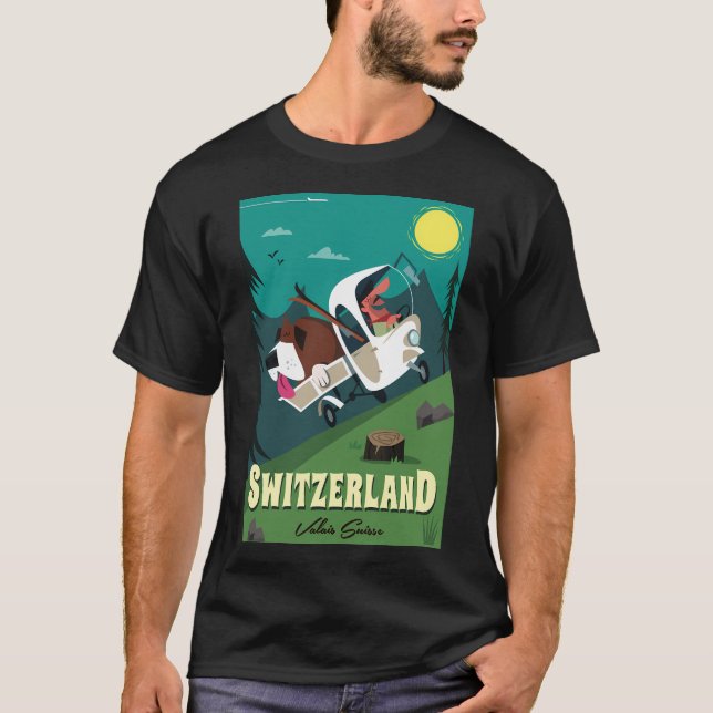 Schweiz Poster Baseball Sleeve T Shirt (Framsida)