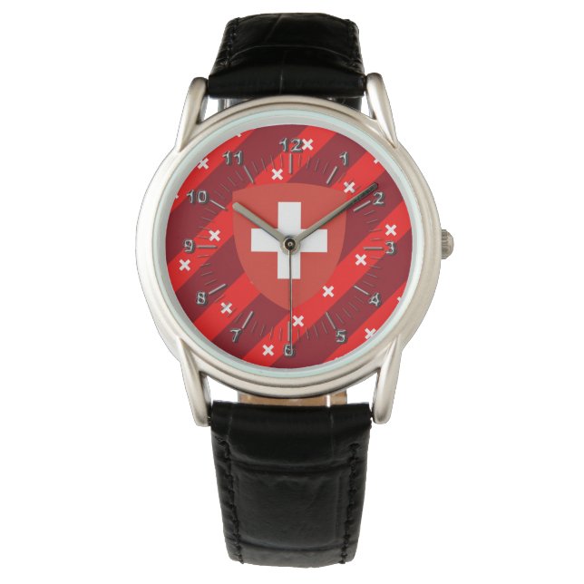 Schweiz rand flagga armbandsur (Framsida)