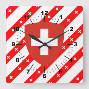 Schweiz rand flagga fyrkantig klocka