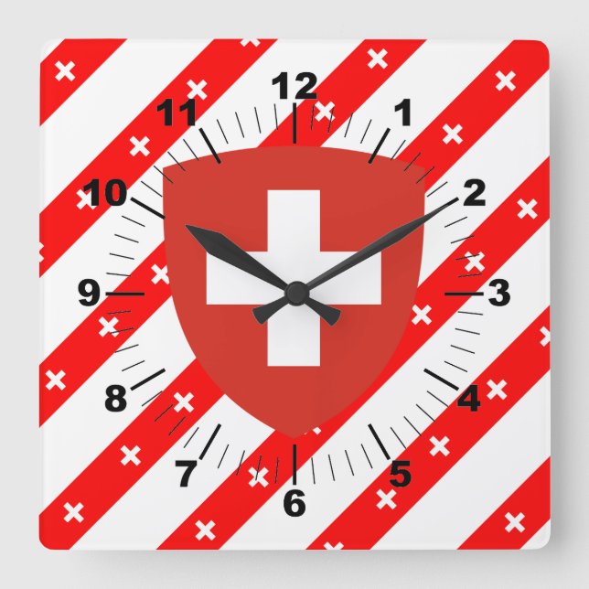 Schweiz rand flagga fyrkantig klocka (Framsida)
