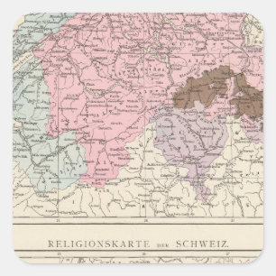 Schweiz religiösa och språkliga Karta Fyrkantigt Klistermärke