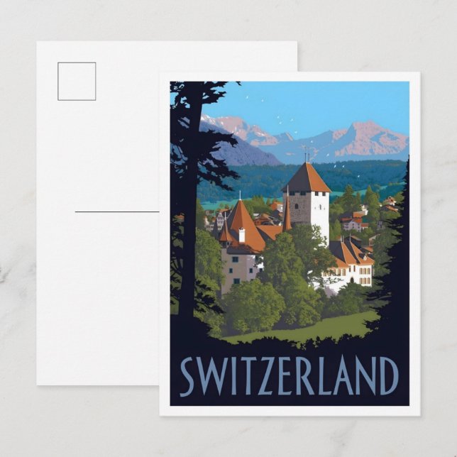 Schweiz Resor från förr  Vykort (Fram/baksida)