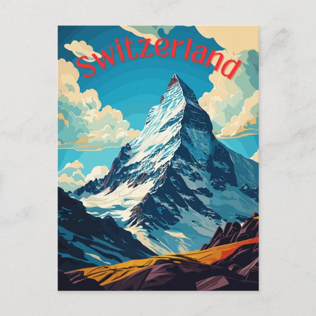 Schweiz Retro Matterhorn Mountain Vykort (Framsida)