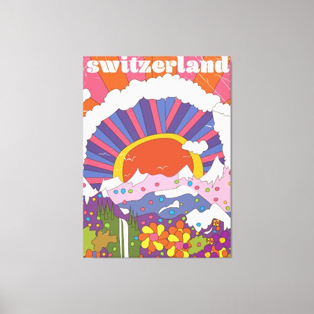 Schweiz Retro-reseaffisch Canvastryck (Framsida)