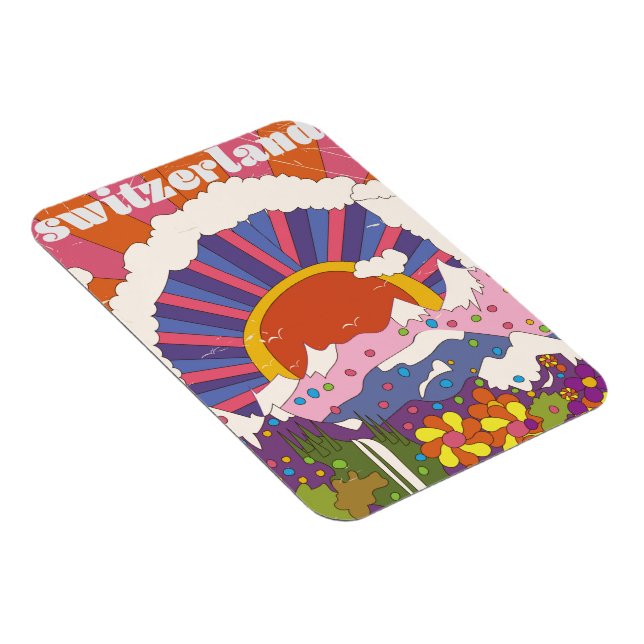 Schweiz Retro reseaffisch Magnet (Högersidan)