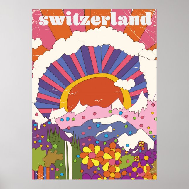 Schweiz Retro-reseaffisch Poster (Framsidan)