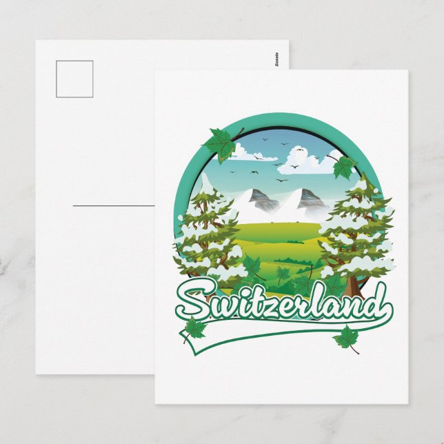 Schweiz retro reslogotyp helg vykort (Fram/baksida)