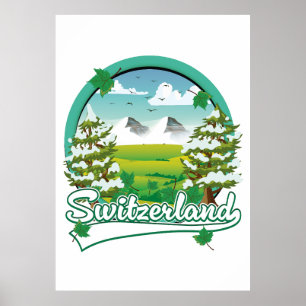 Schweiz retro reslogotyp poster