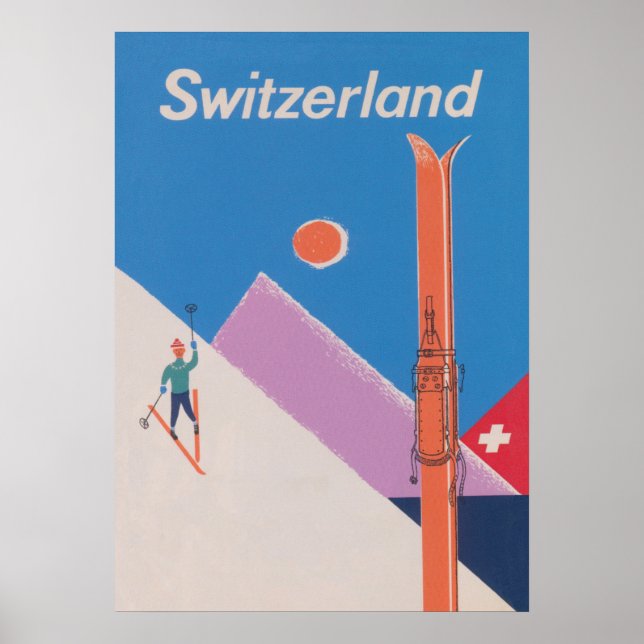 Schweiz Retro Vintage Ski Poster (Framsidan)