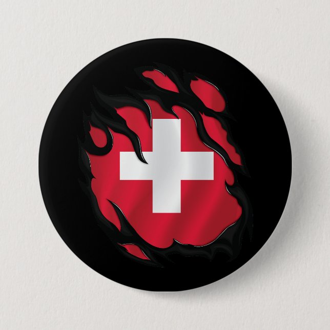 Schweiz Rivna Flagga Knapp (Framsida)