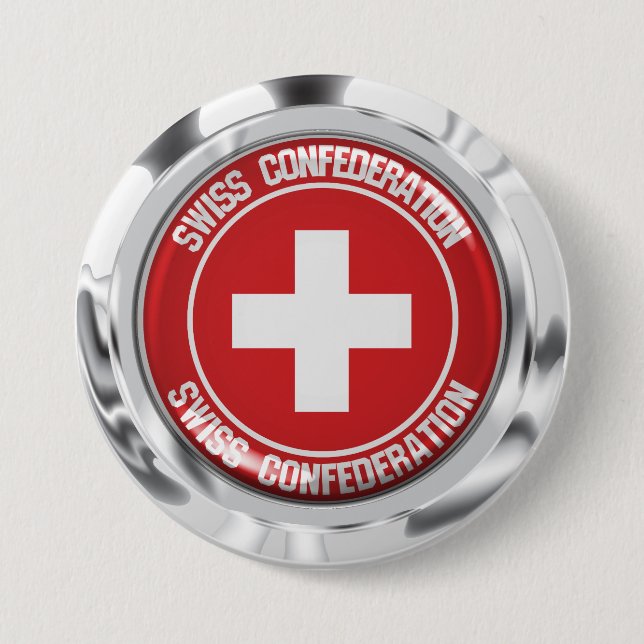 Schweiz Round Emblem Knapp (Framsida)