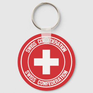 Schweiz Round Emblem Nyckelring