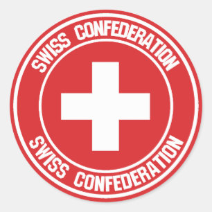 Schweiz Round Emblem Runt Klistermärke