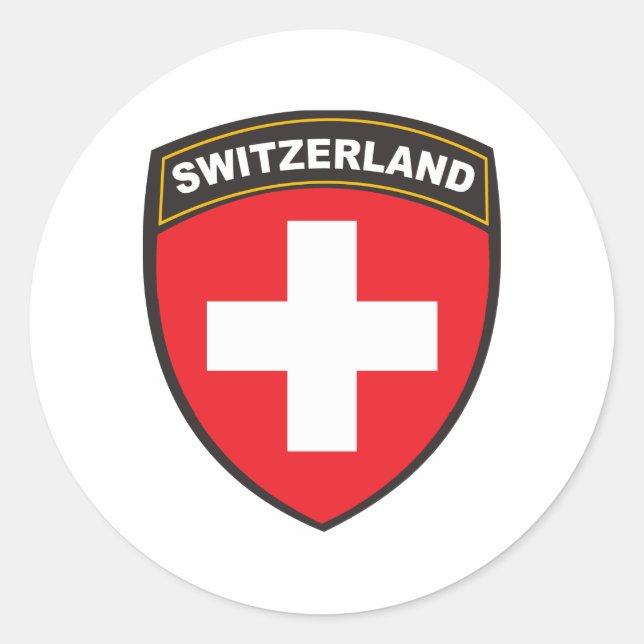Schweiz Runt Klistermärke (Framsida)