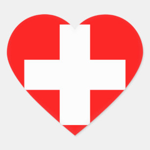 Schweiz (Schweiz) Flagga Hjärtformat Klistermärke