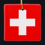 Schweiz (Schweiz) Flagga Julgransprydnad Keramik<br><div class="desc">Anpassade World Flagga Products ( i världen) - Lägg gärna till din egen text.</div>