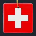 Schweiz (Schweiz) Flagga Julgransprydnad Keramik<br><div class="desc">Anpassade World Flagga Products ( i världen) - Lägg gärna till din egen text.</div>
