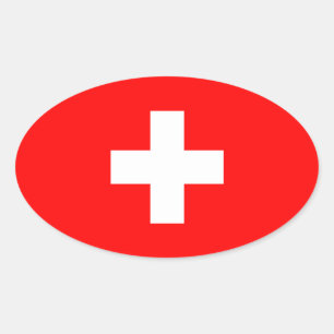 Schweiz - Schweiz Flagga Ovalt Klistermärke