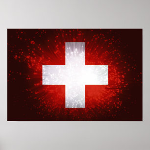 Schweiz, Schweiz Flagga Poster