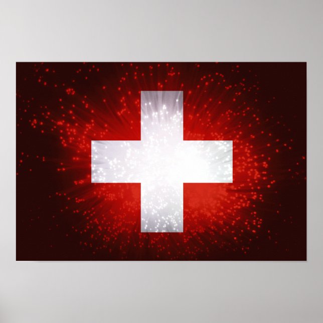 Schweiz, Schweiz Flagga Poster (Framsidan)