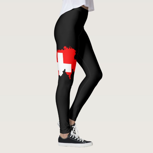 Schweiz Schweiz Flagga Pride Womens Mode Leggings (Höger)