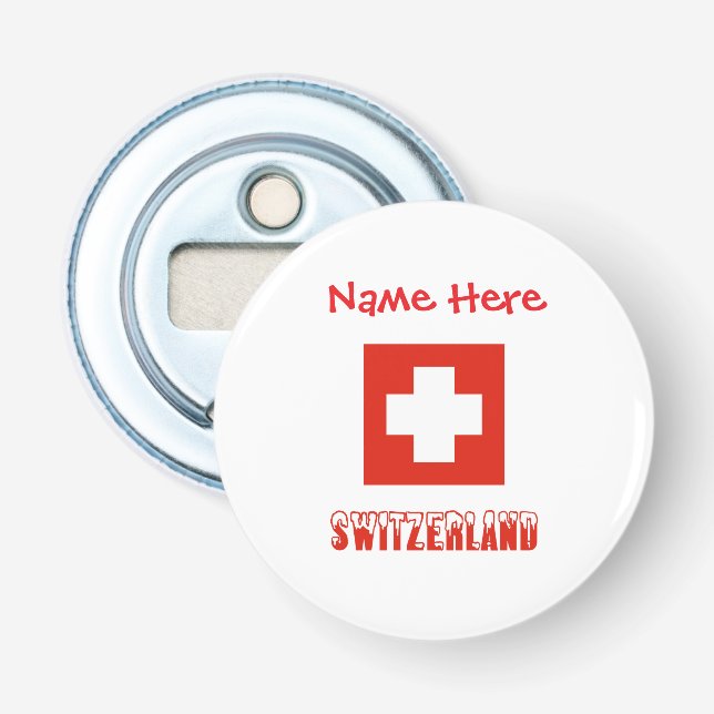 Schweiz Schweiz Flagga Röd Personalisering  Flasköppnare (Framsidan)