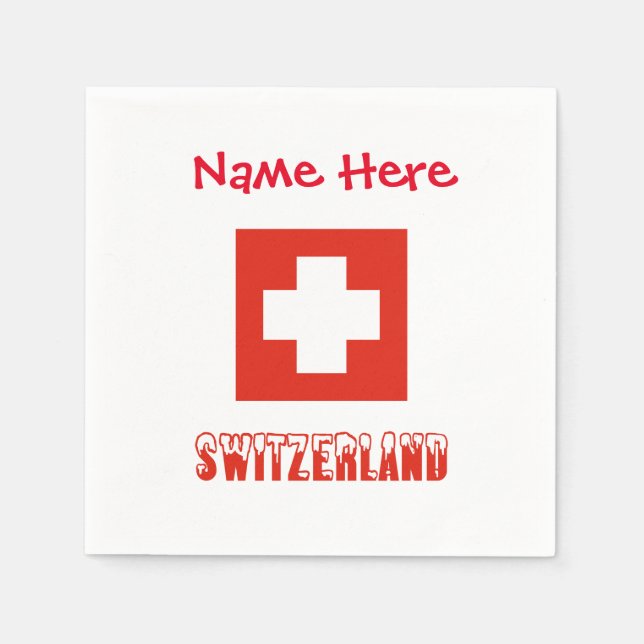 Schweiz Schweiz Flagga Röd Personalisering Papper Pappersservett (Framsidan)