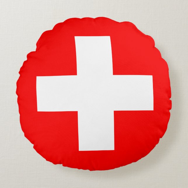 Schweiz (Schweiz) Flagga Rund Kudde (Framsidan)