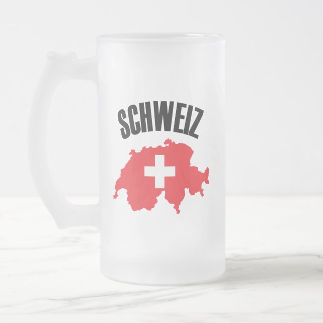 Schweiz Schweiz Karta Flagga Frostat Ölglas (Vänster)