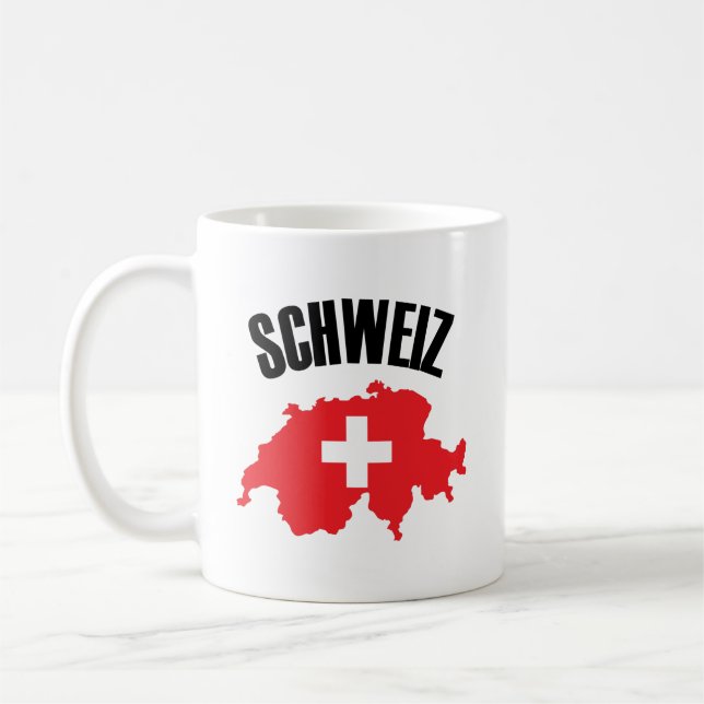 Schweiz Schweiz Karta Flagga Kaffemugg (Vänster)