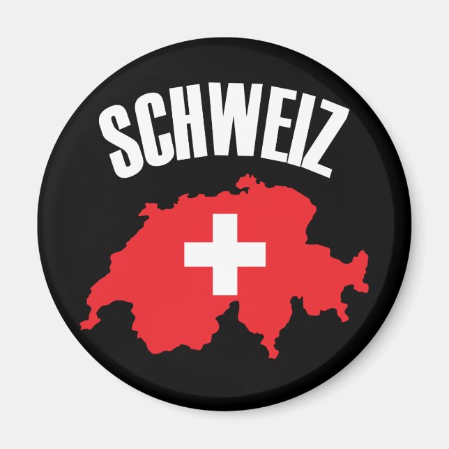 Schweiz Schweiz Karta Flagga Magnet (Framsidan)