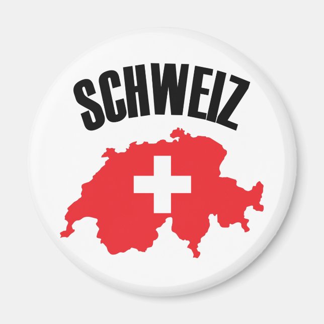 Schweiz Schweiz Karta Flagga Magnet (Framsidan)