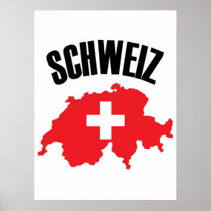 Schweiz Schweiz Karta Flagga Poster
