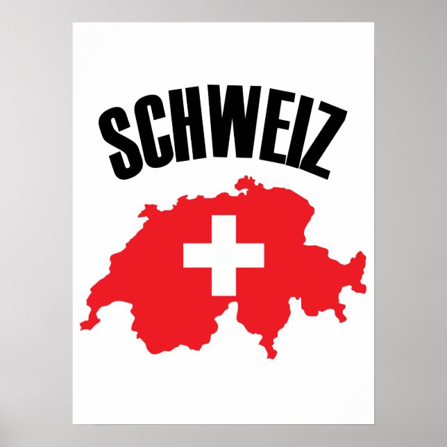 Schweiz Schweiz Karta Flagga Poster (Framsidan)