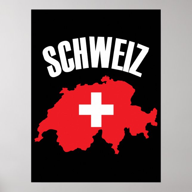 Schweiz Schweiz Karta Flagga Poster (Framsidan)
