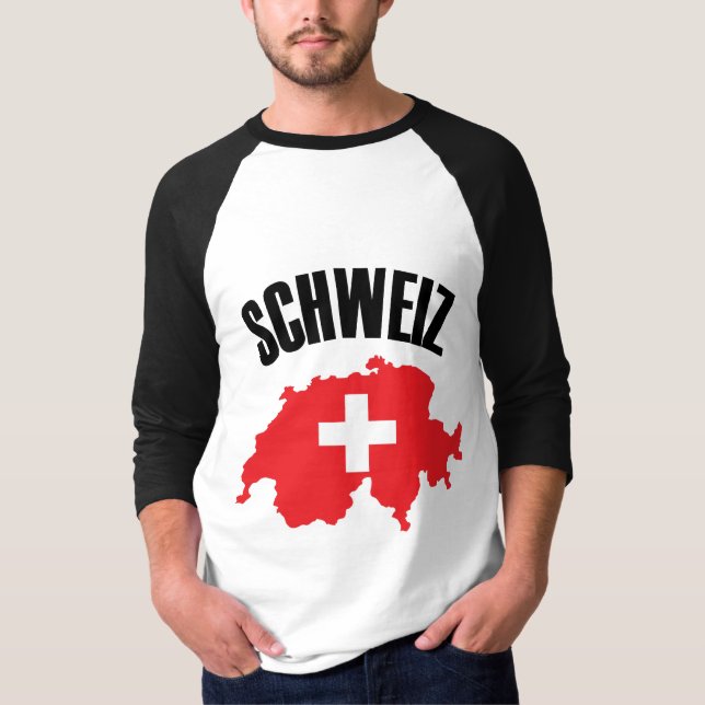 Schweiz Schweiz Karta Flagga T Shirt (Framsida)