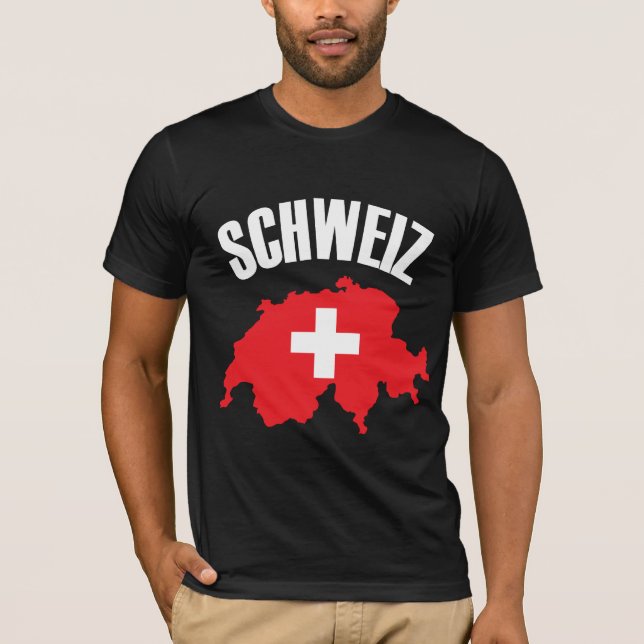 Schweiz Schweiz Karta Flagga T Shirt (Framsida)