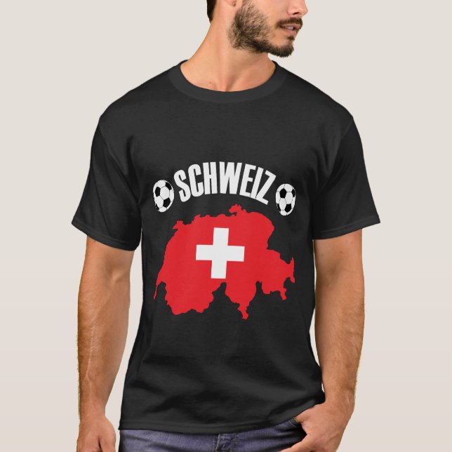 Schweiz Schweiz Karta Soccer T Shirt (Framsida)
