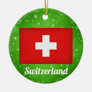 Schweiz schweiziska Flagga jul Julgransprydnad Keramik