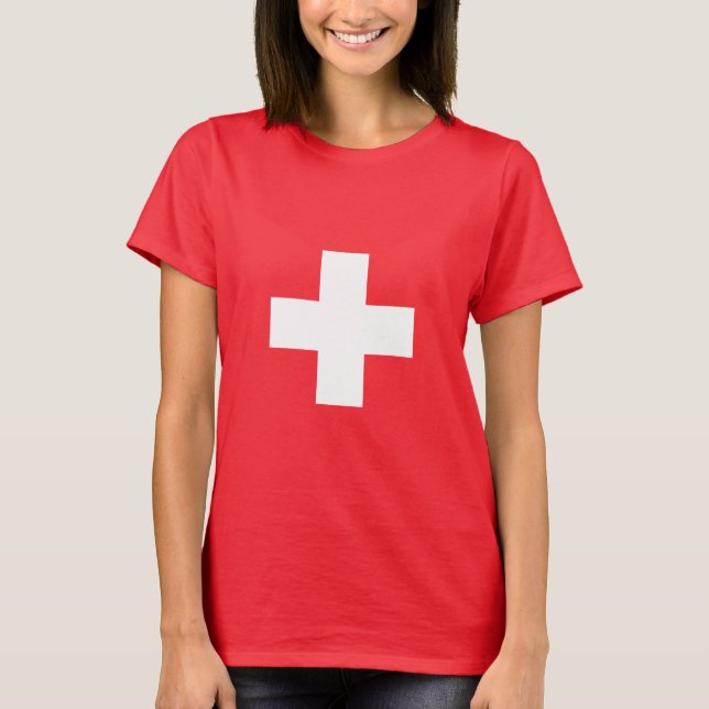 Schweiz - Schweiziska flaggan  T Shirt (Framsida)