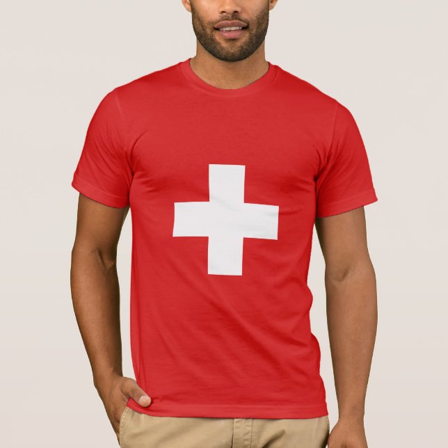 Schweiz - Schweiziska flaggan  T Shirt (Framsida)