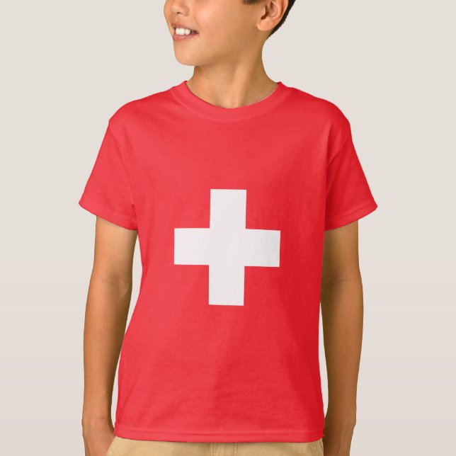 Schweiz - Schweiziska flaggan  T Shirt (Framsida)