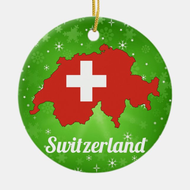 Schweiz schweiziska Karta julen Flagga Julgransprydnad Keramik (Framsidan)