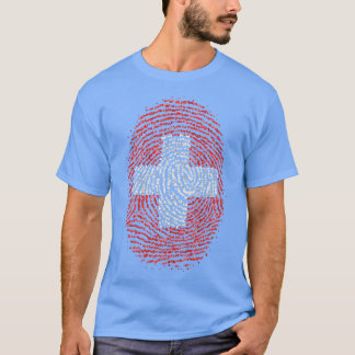 Schweiz schweiziska schweiziska Fingerprint Flagga T Shirt