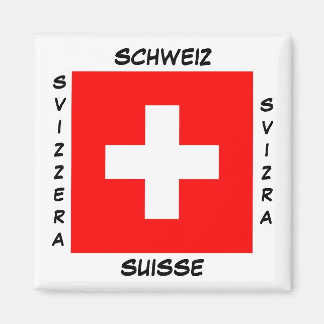 Schweiz schweiziska språk, Flagga Square Magnet (Framsidan)
