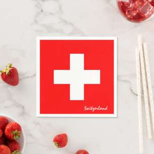Schweiz Servetter, Schweizisk Flagga fest/sport fa Pappersservett