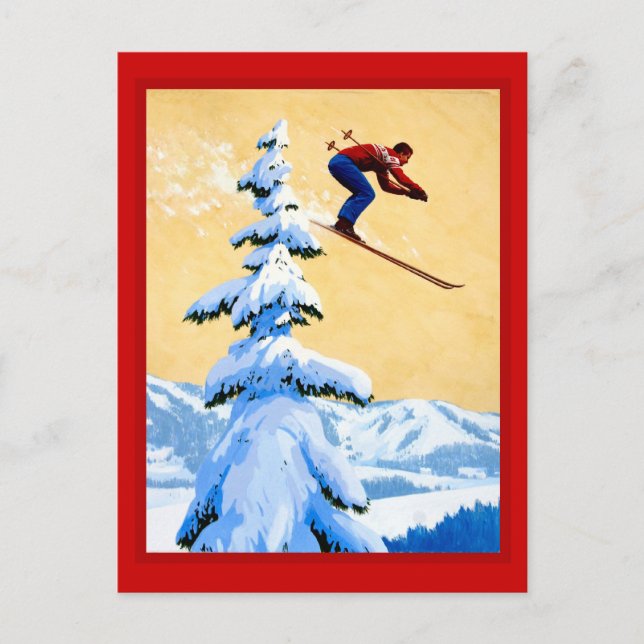 Schweiz Ski-hopping Vykort (Framsida)