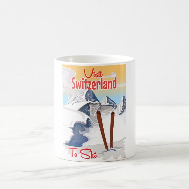 Schweiz skid resa poster kaffemugg (Center)